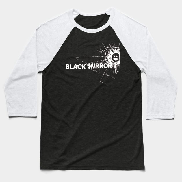 Black Mirror Broken Smile Baseball T-Shirt by OtakuPapercraft